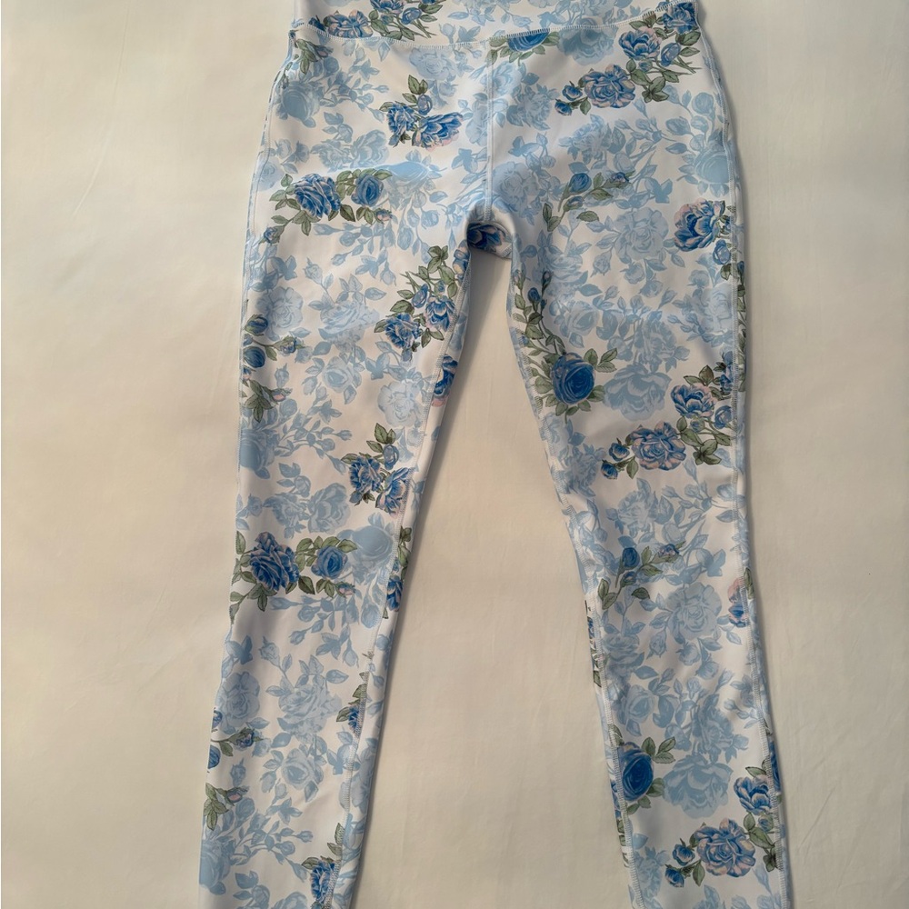 Love Shack Fancy. Floral Blue Leggings.